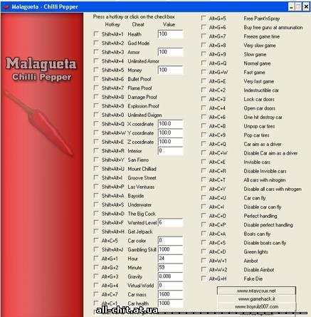 GTA San Andreas mods - Malagueta Chilli Pepper useful cheat for